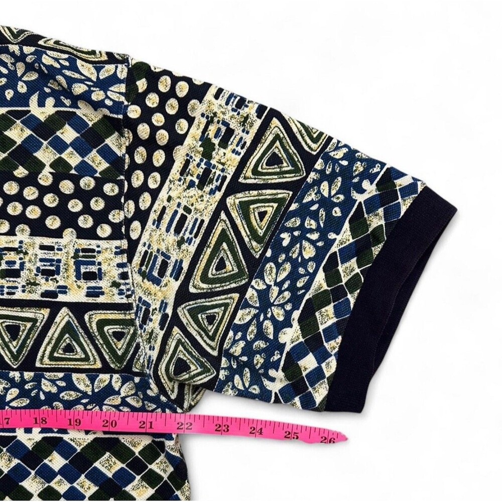 Vintage 90s Arizona Jean Co All Over Print Polo Shirt Aztec Geometric Mens M AOP - Picture 6 of 7